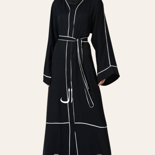 Black Open Abaya Dress with Belt for Women Muslim - Zhaviah