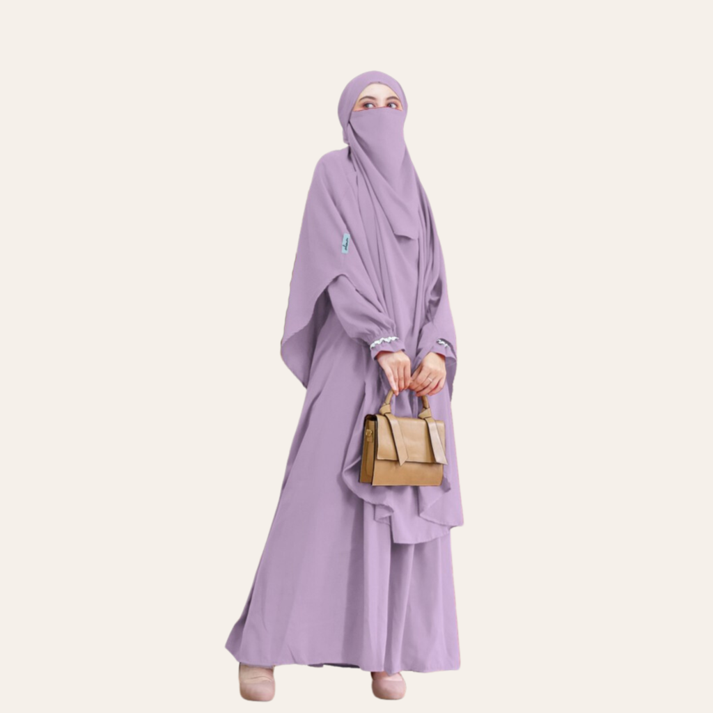Purple Two-piece Overall Niqab Hijab Dress for Women Muslim Zhaviah