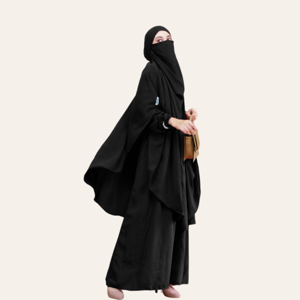 Black Two-piece Overall Niqab Hijab Dress for Women Muslim Zhaviah