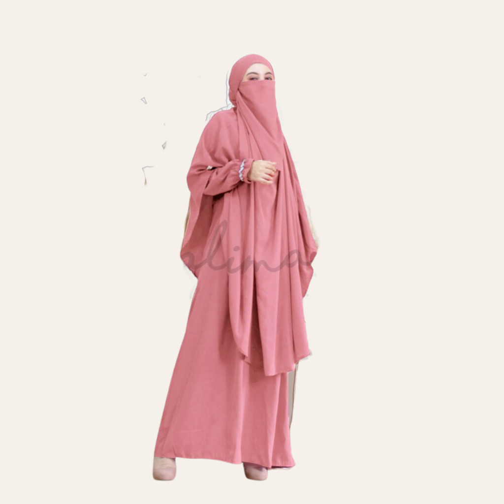 Pink Two-piece Overall Niqab Hijab Dress for Women Muslim Zhaviah