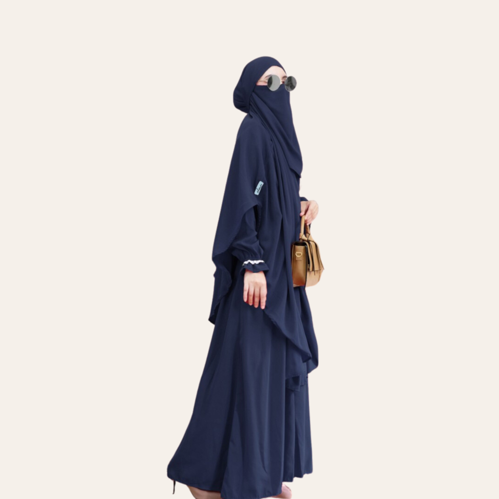 Blue Two-piece Overall Niqab Hijab Dress for Women Muslim Zhaviah