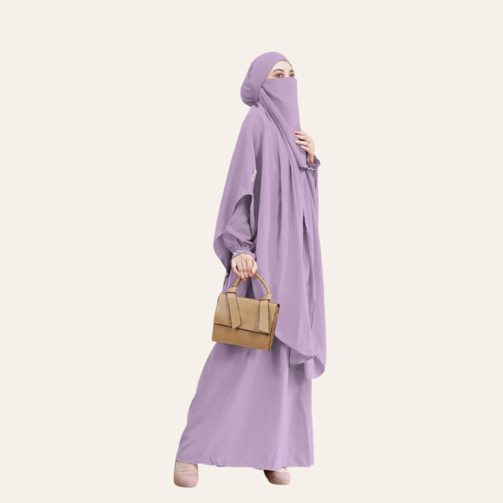 Purple Two-piece Overall Niqab Hijab Dress for Women Muslim Zhaviah