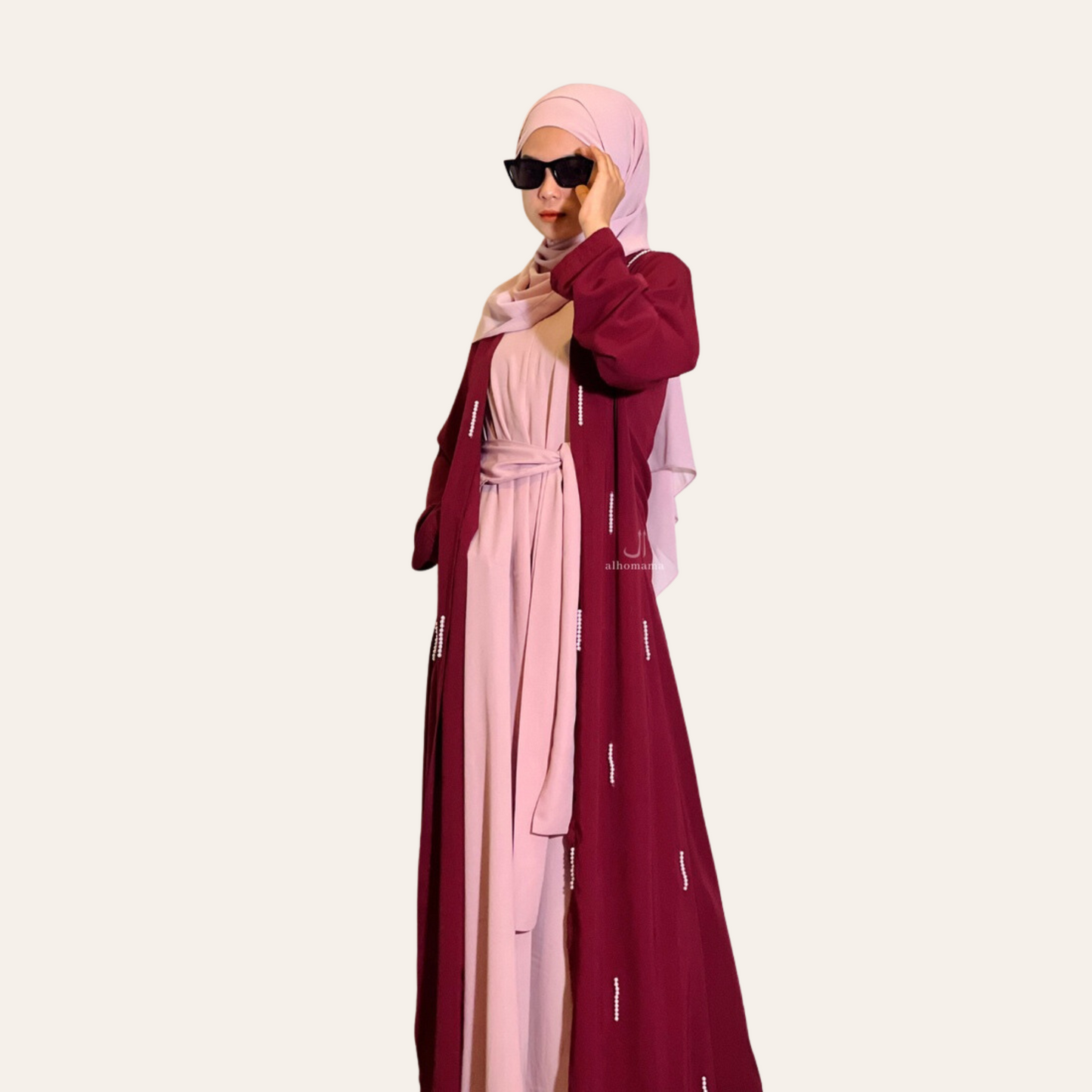 Women Abaya 2 Pieces Dress with Outer and Ribbon | Zhaviah