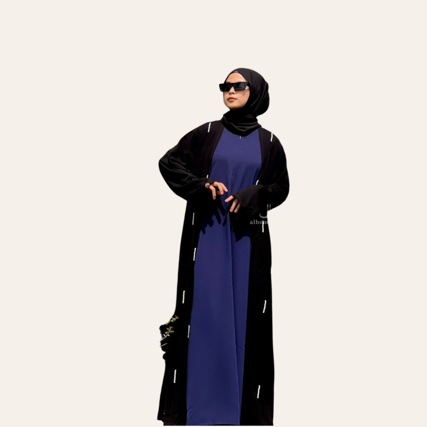 Women Abaya 2 Pieces Dress with Outer and Ribbon | Zhaviah