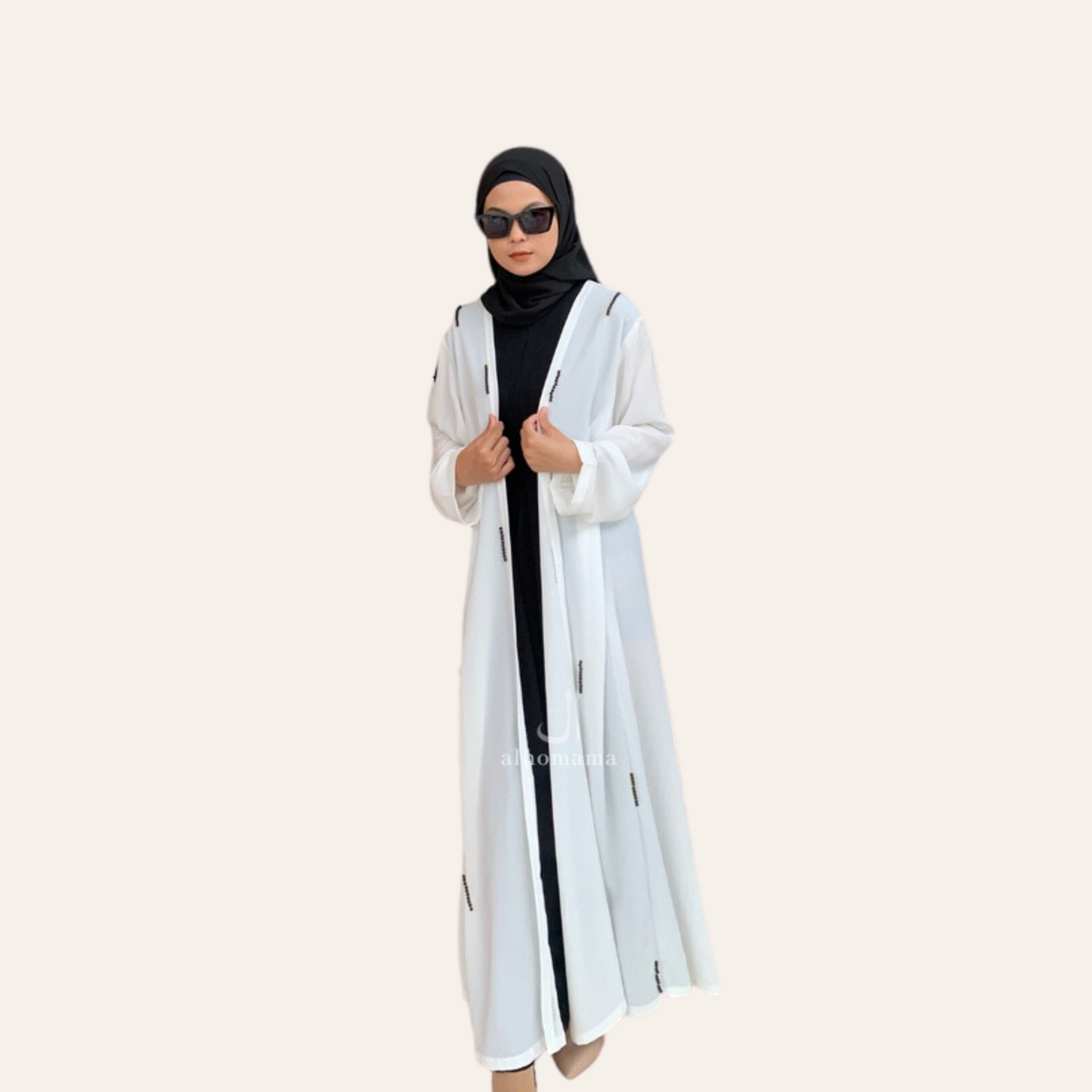 Women Abaya 2 Pieces Dress with Outer and Ribbon | Zhaviah