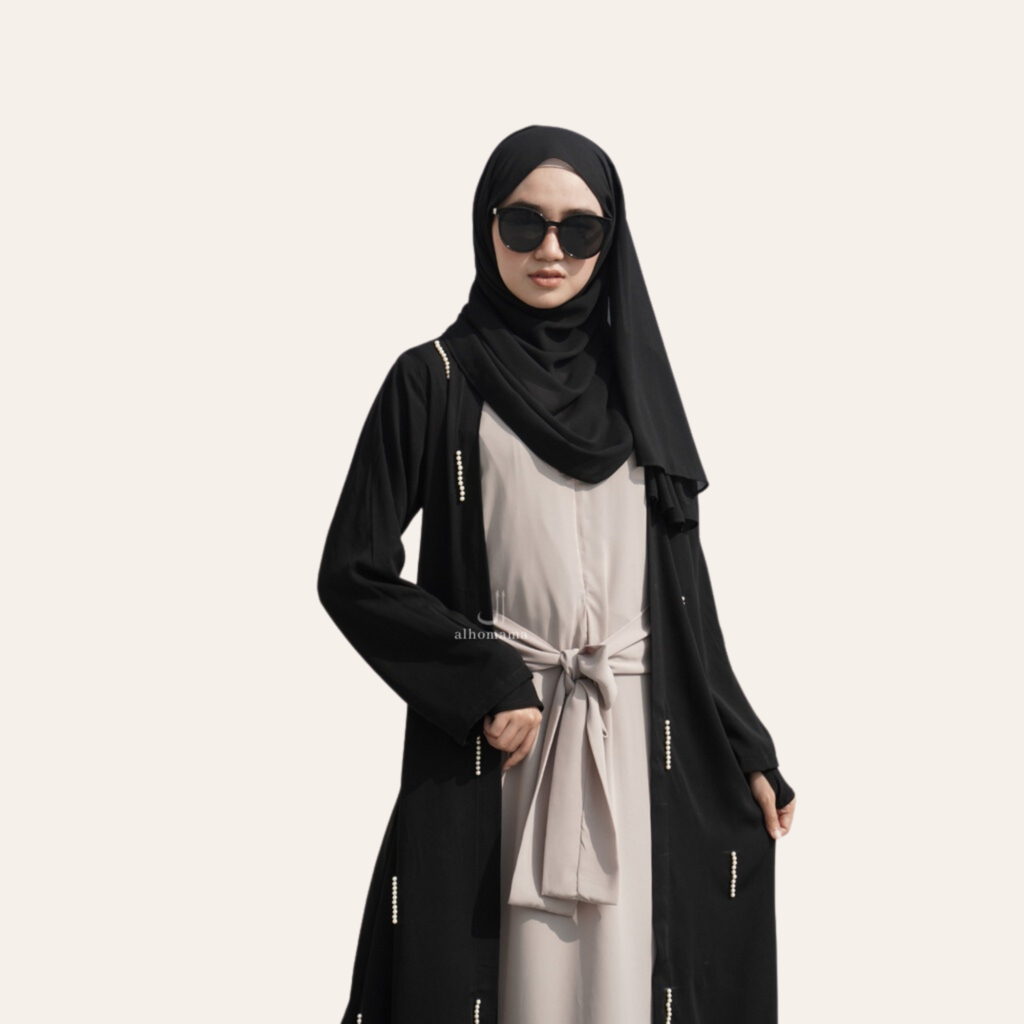 Women Abaya 2 Pieces Dress with Outer and Ribbon | Zhaviah