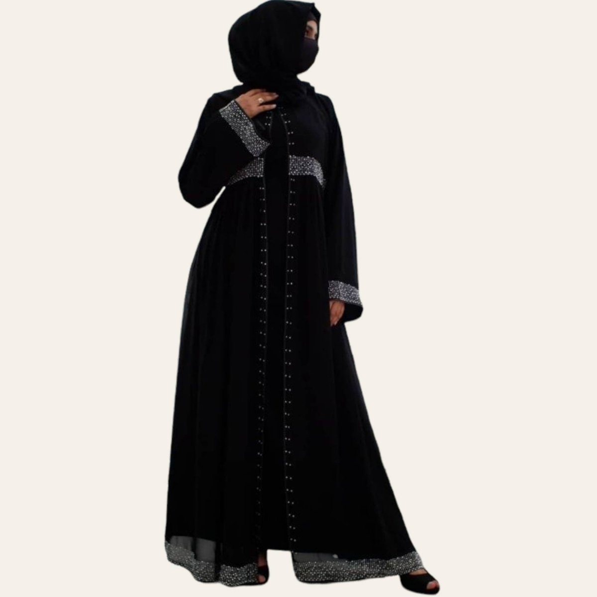 Open Front Black Abaya for Women Dress Outer