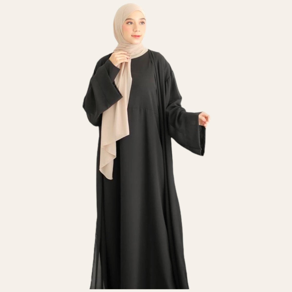 Dubai Abaya Outer with Cardigan and Belt