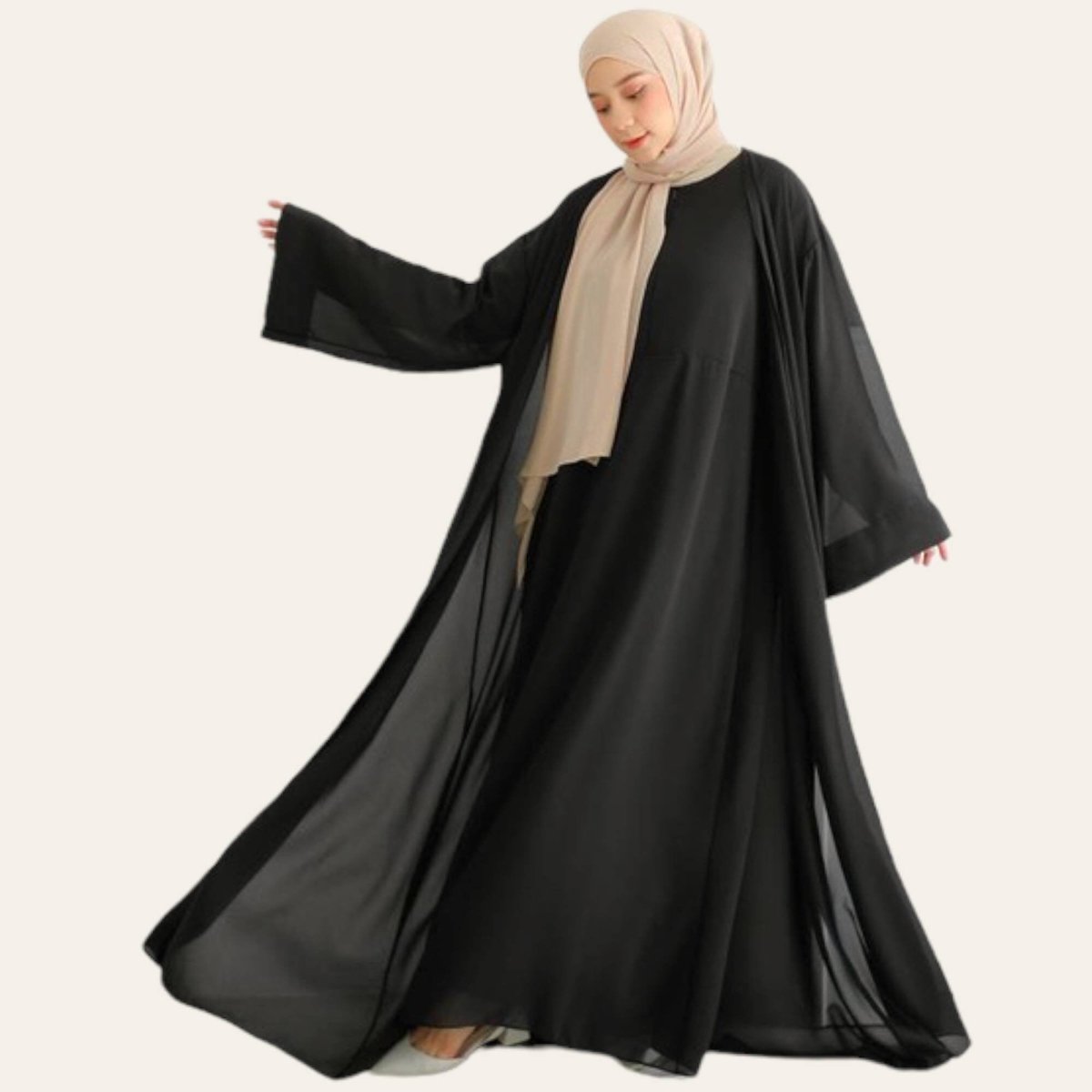 Dubai Abaya Outer with Cardigan and Belt