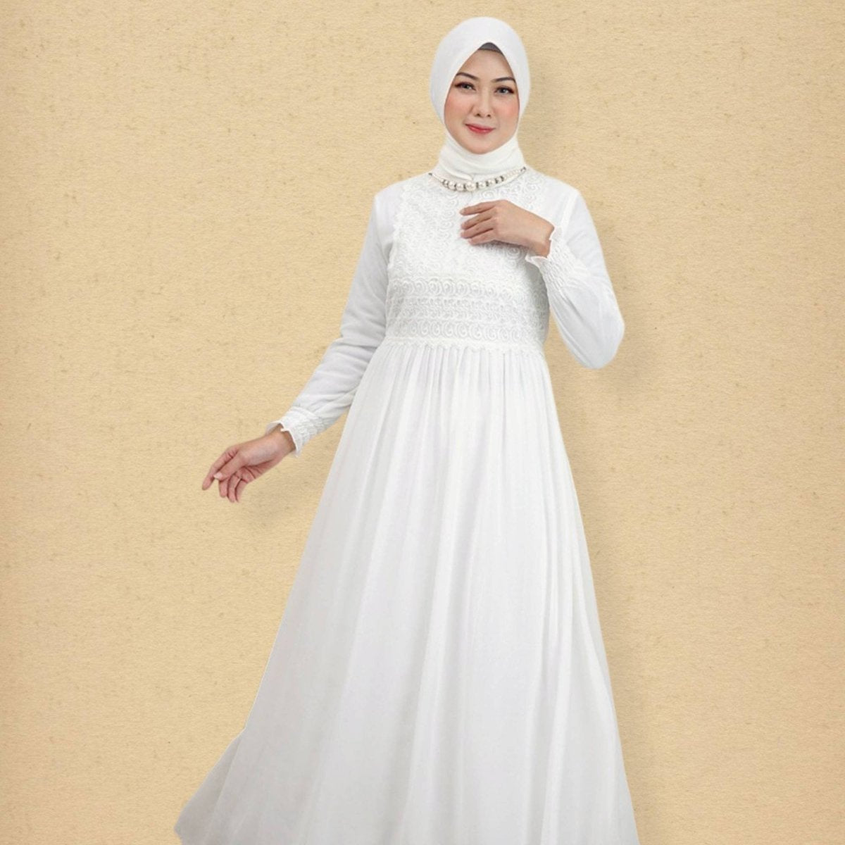 White Abaya Muslim Dress - Zhaviah