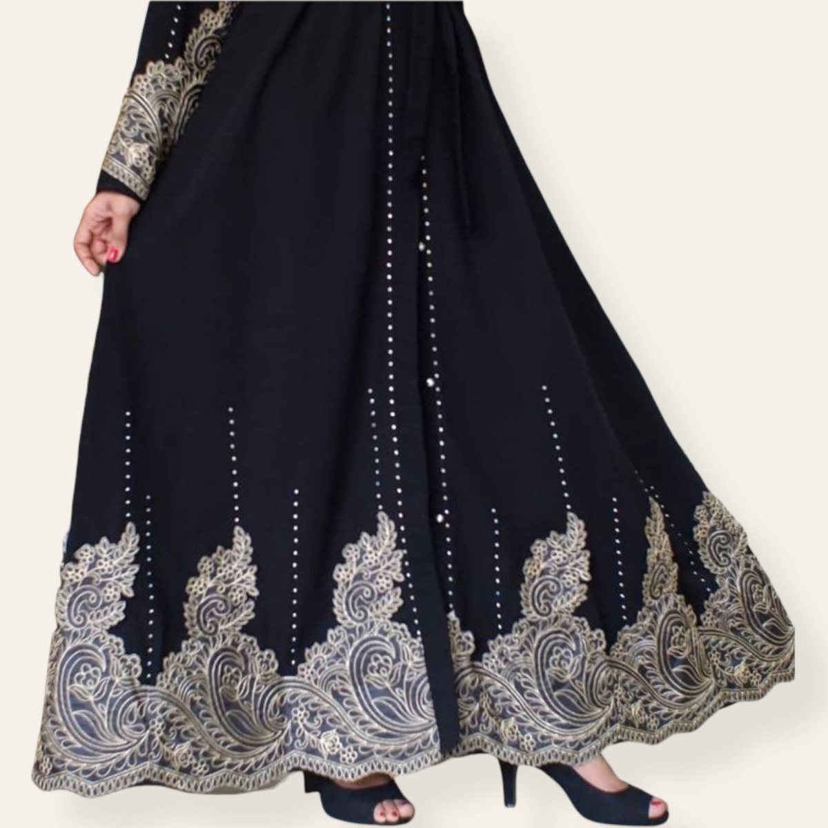 Islamic Embroidered Black Abaya Dress for Hajj and Umrah