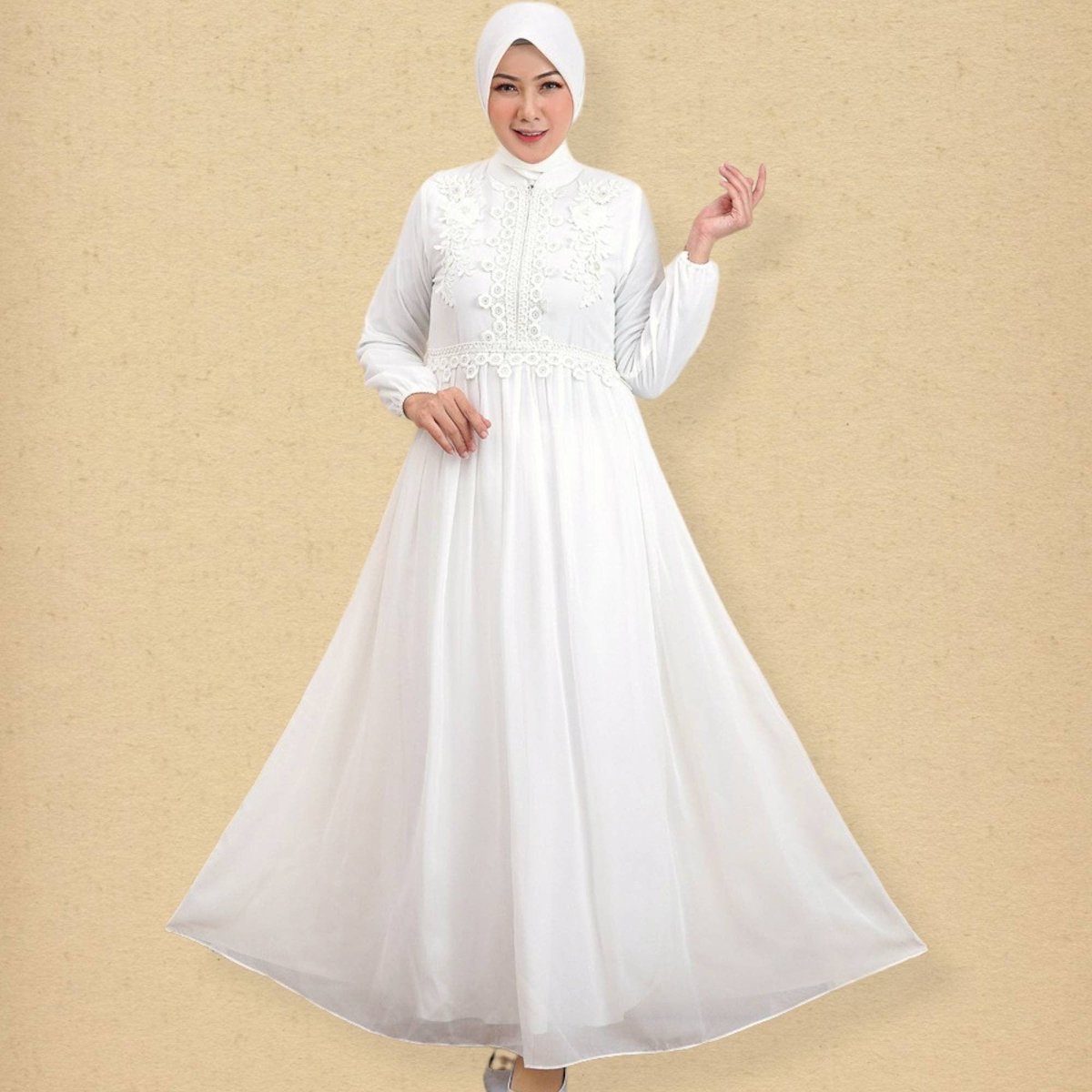 White Abaya Modest Muslim Dress - Zhaviah