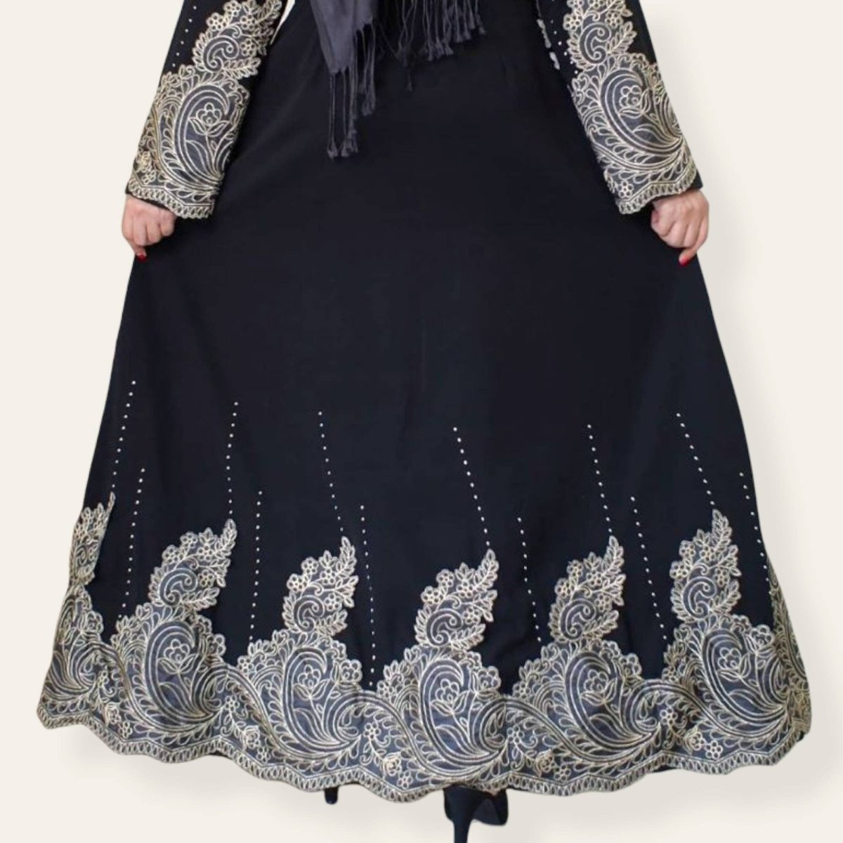 Islamic Embroidered Black Abaya Dress for Hajj and Umrah