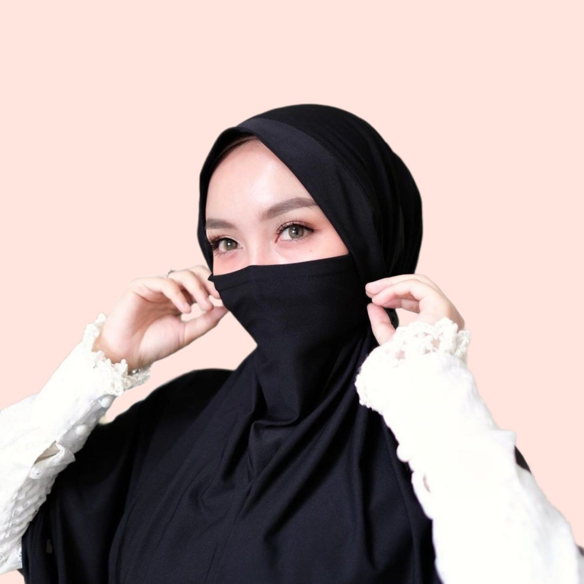 Black Jersey Instant Hijab Khimar for Women Muslim