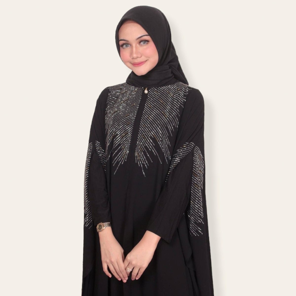 Batwing Black Layered Abaya for Women Muslim