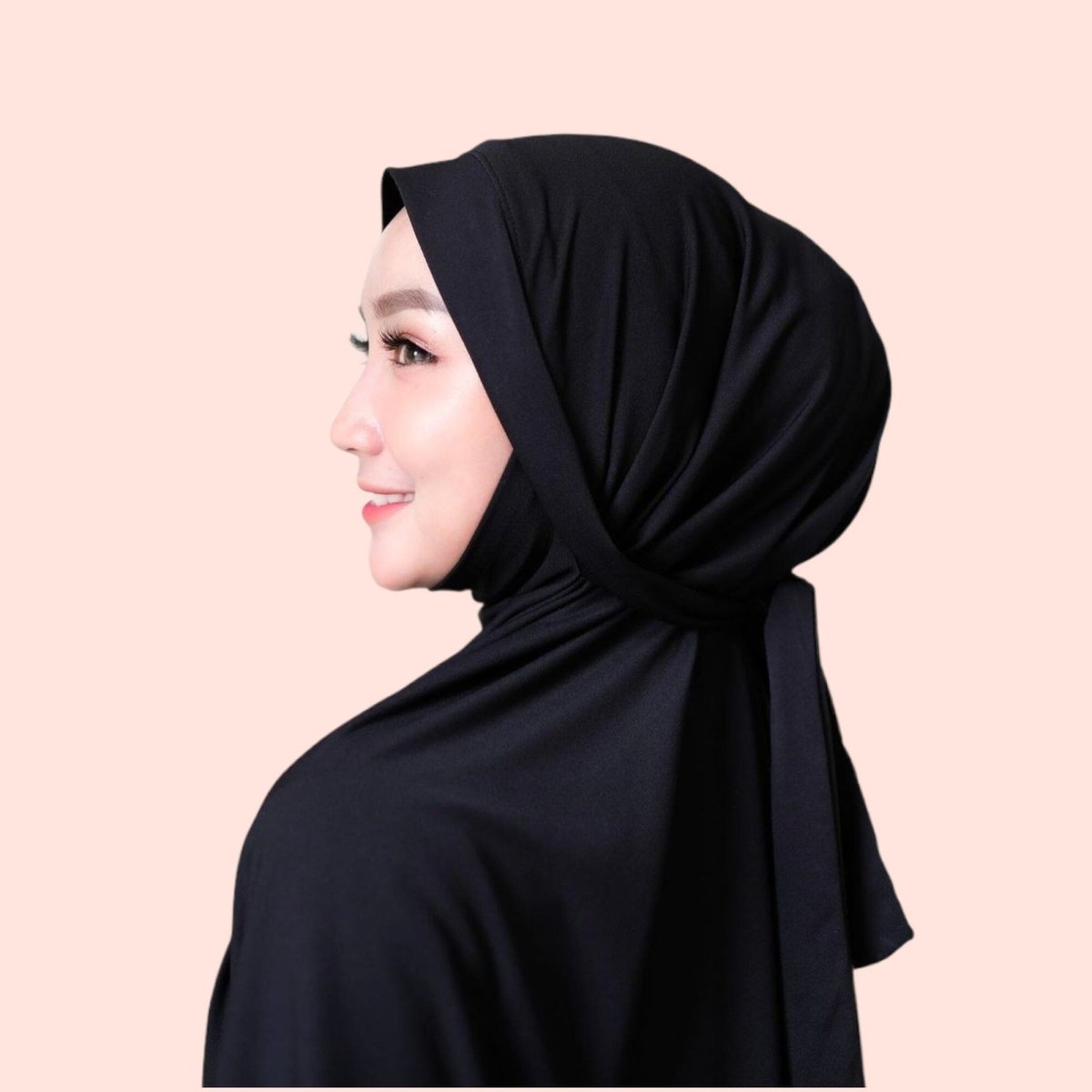 Black Jersey Instant Hijab Khimar for Women Muslim