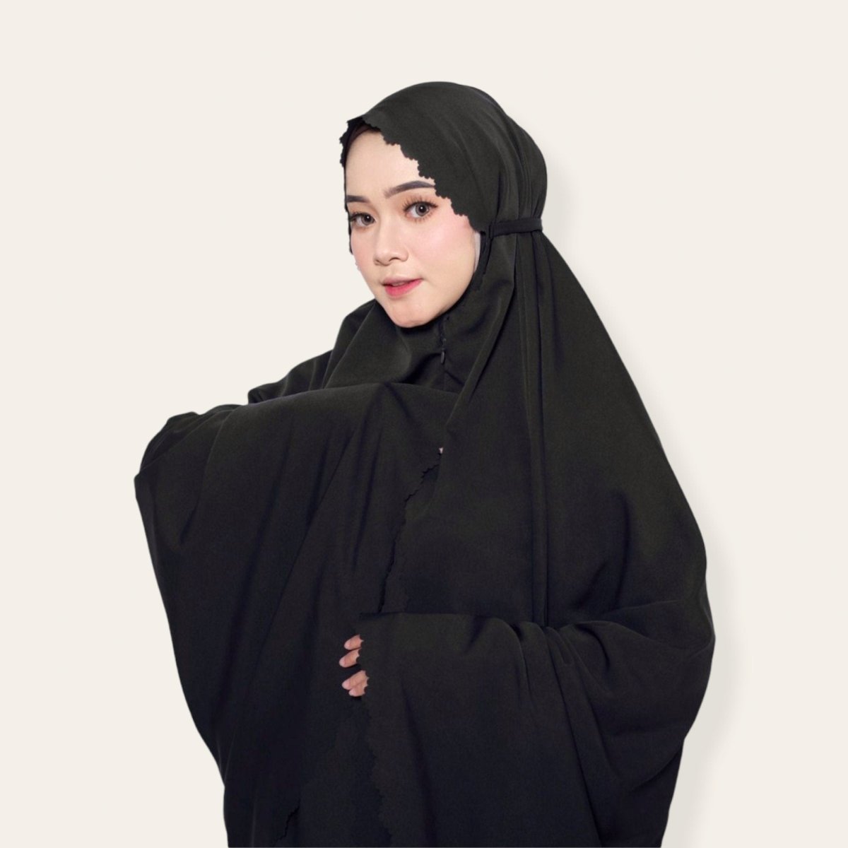 black Modest Salah Prayer Robe Silk Abaya for Women Muslim