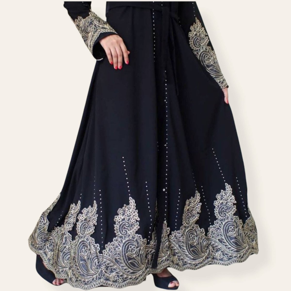 Islamic Embroidered Black Abaya Dress for Hajj and Umrah