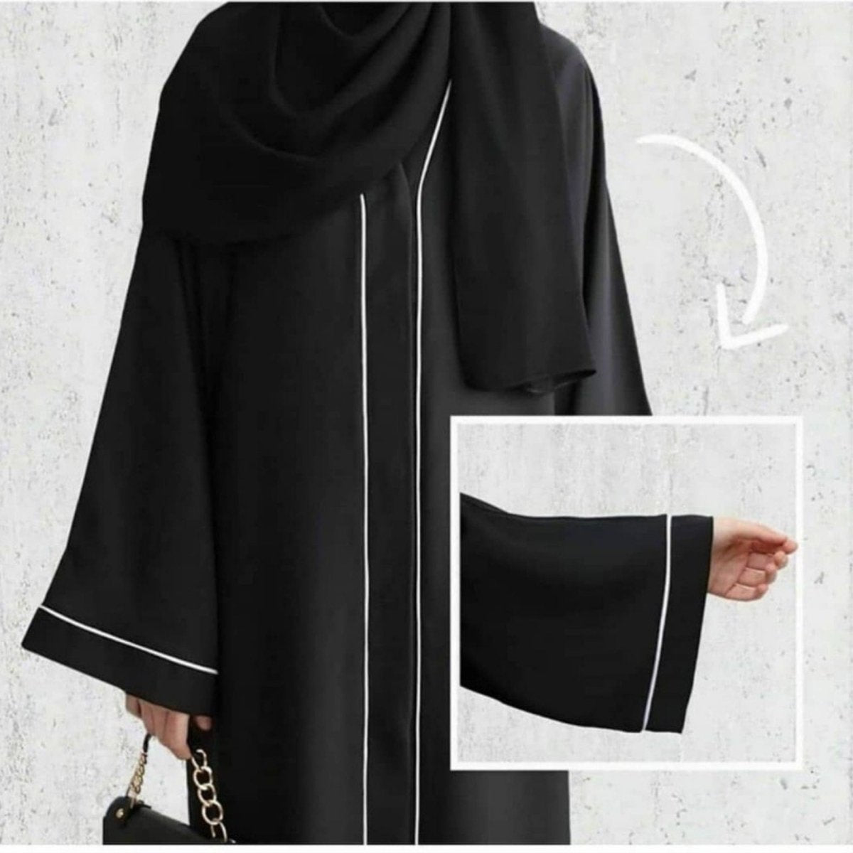 Black Turkish Abaya Open Front for Women Muslim