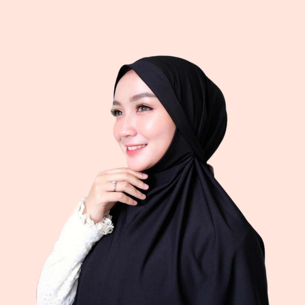 Black Jersey Instant Hijab Khimar for Women Muslim