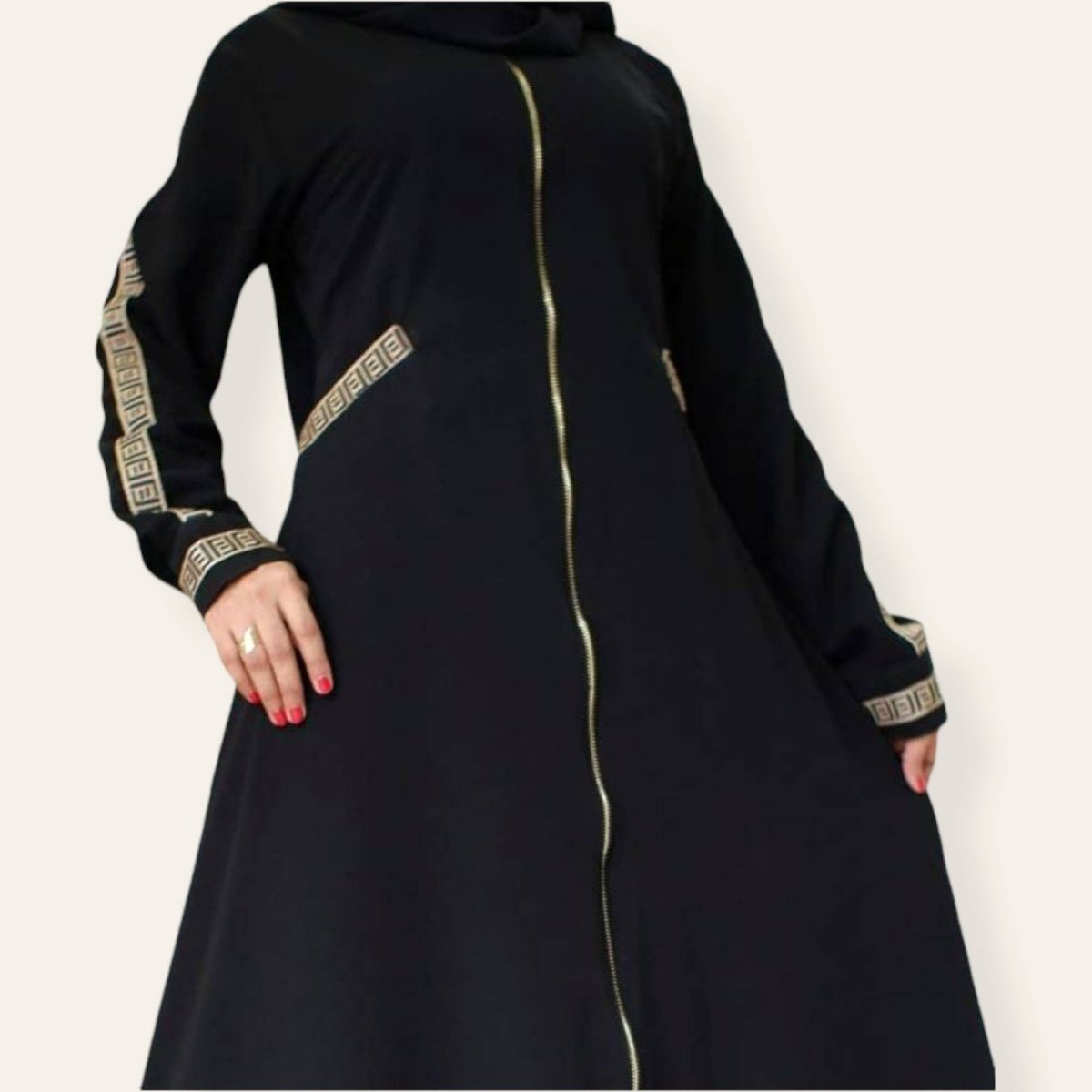 Embroidered Black Dubai Abaya Dress for Women