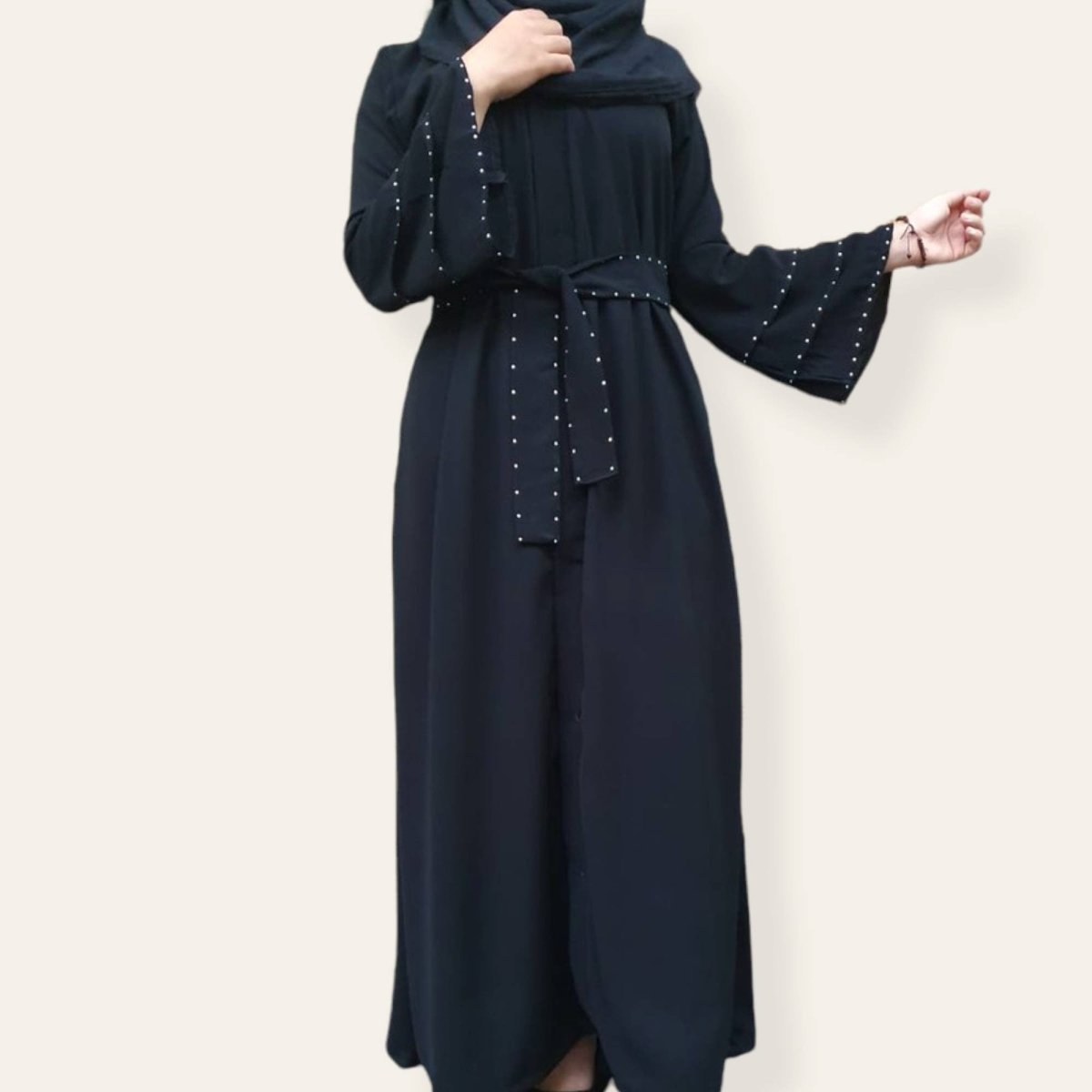 Luxury Black Abaya Belted for Women