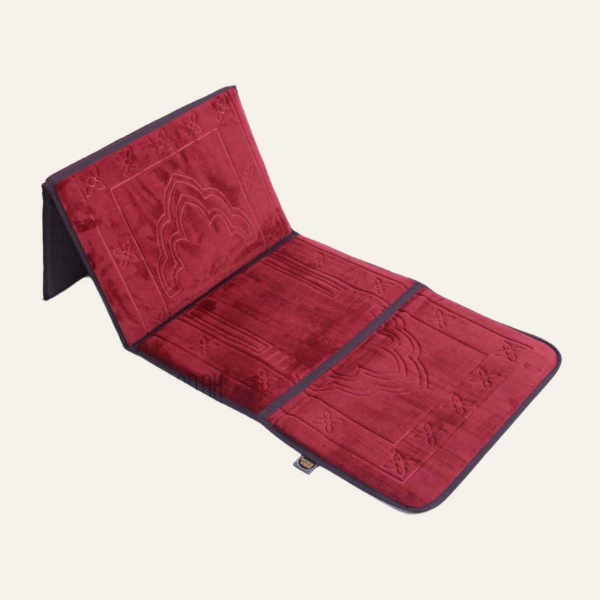 Red Back Rest Soft Prayer Mat For Hajj and Umrah