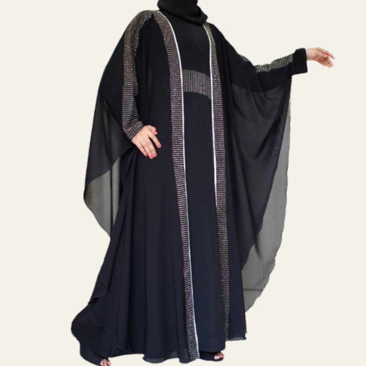 Black Kaftan Abaya Dubai Batwing for Women Muslim