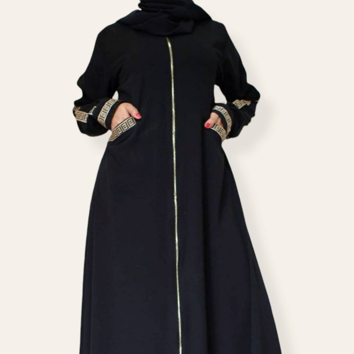 Embroidered Black Dubai Abaya Dress for Women