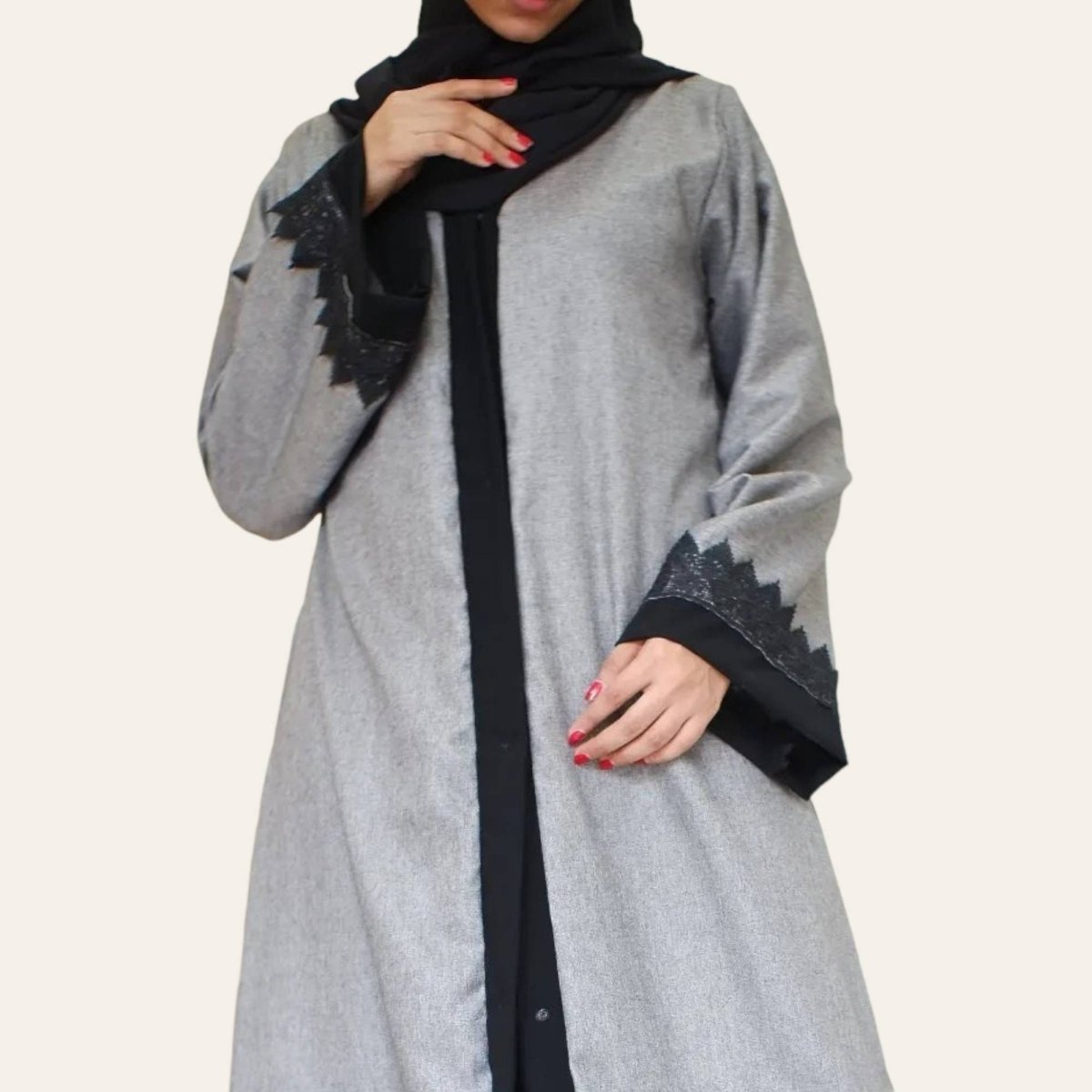 Gray Abaya Outer Open Dress for Women Muslim