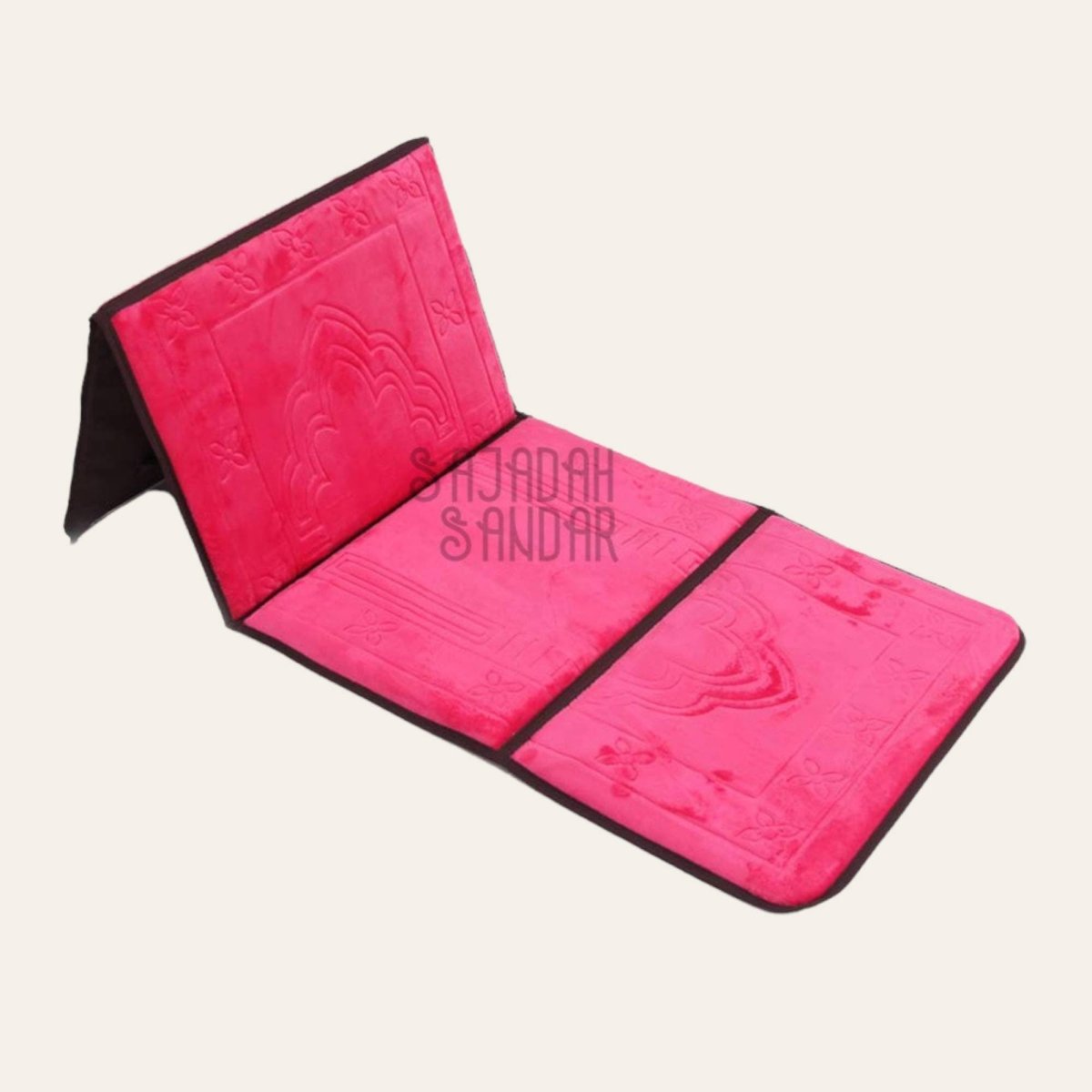 Pink Prayer mat Lay Back Rest Islamic Janamaz