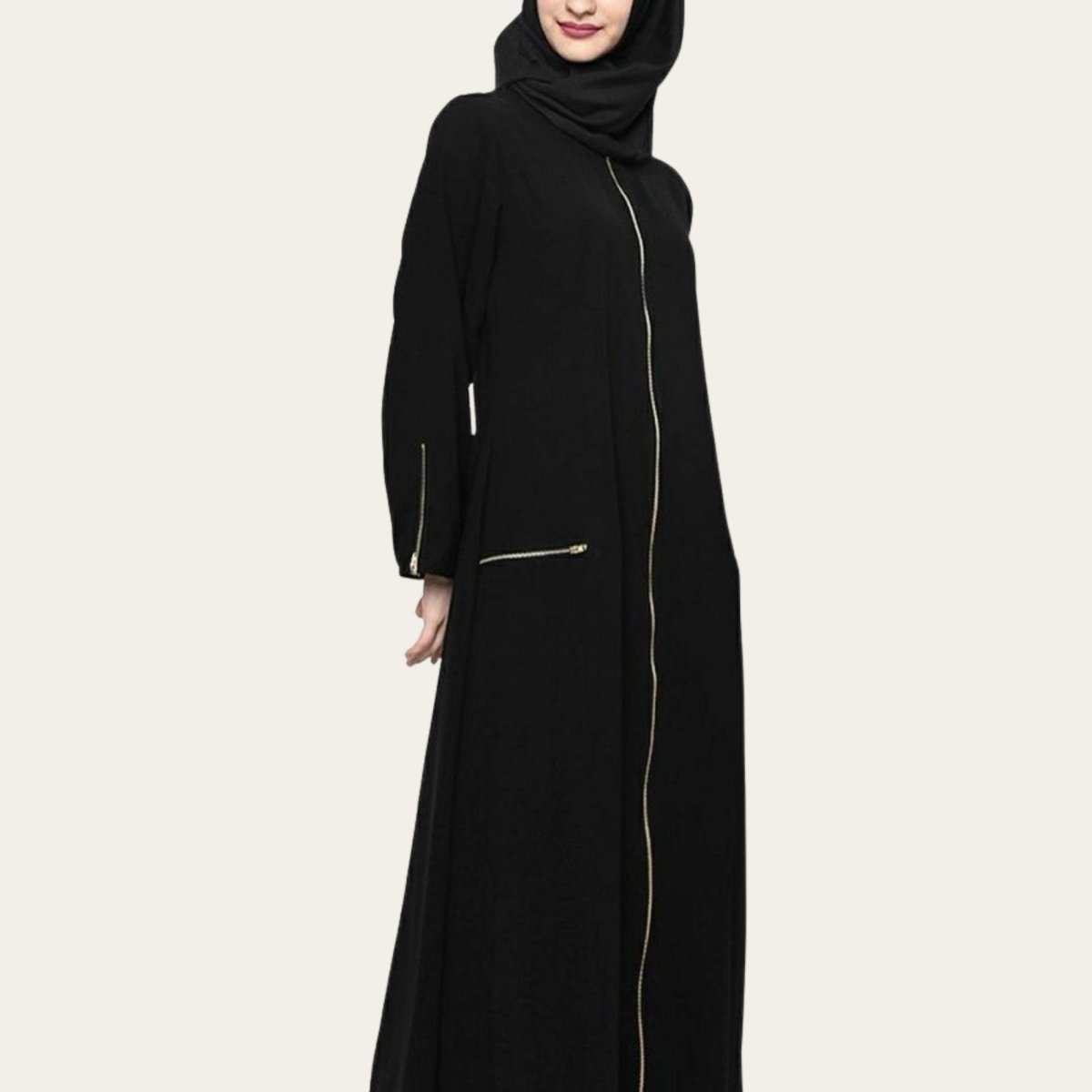 Women Plus SIze Abaya Dress with Open Front Zipper
