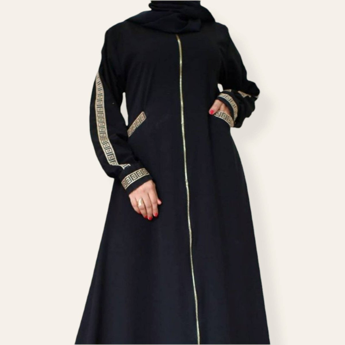 Embroidered Black Dubai Abaya Dress for Women