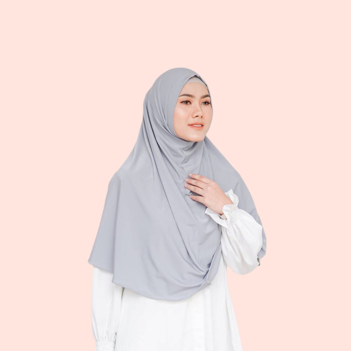 Gray Instant Jersey Hijab Khimar