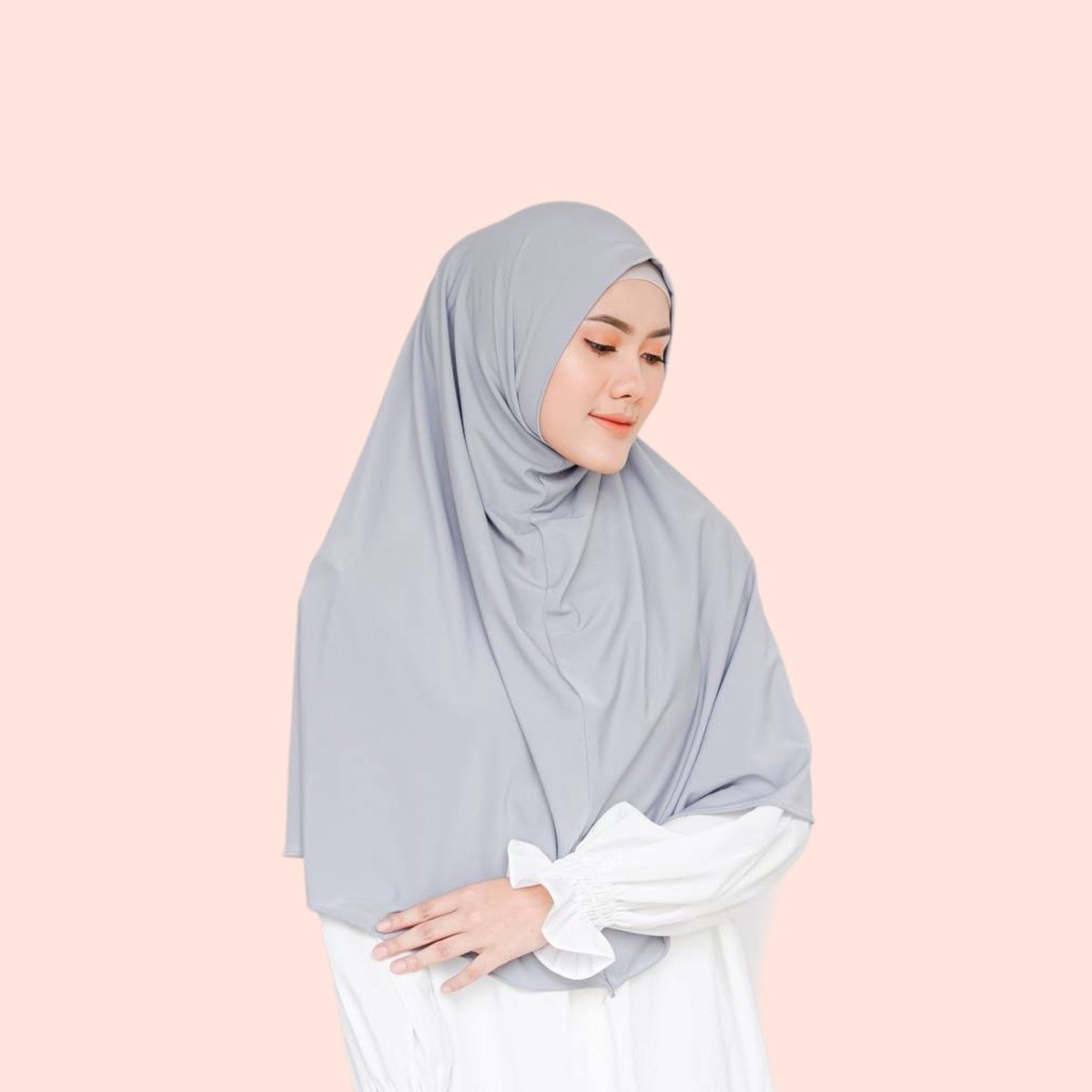 Gray Instant Jersey Hijab Khimar