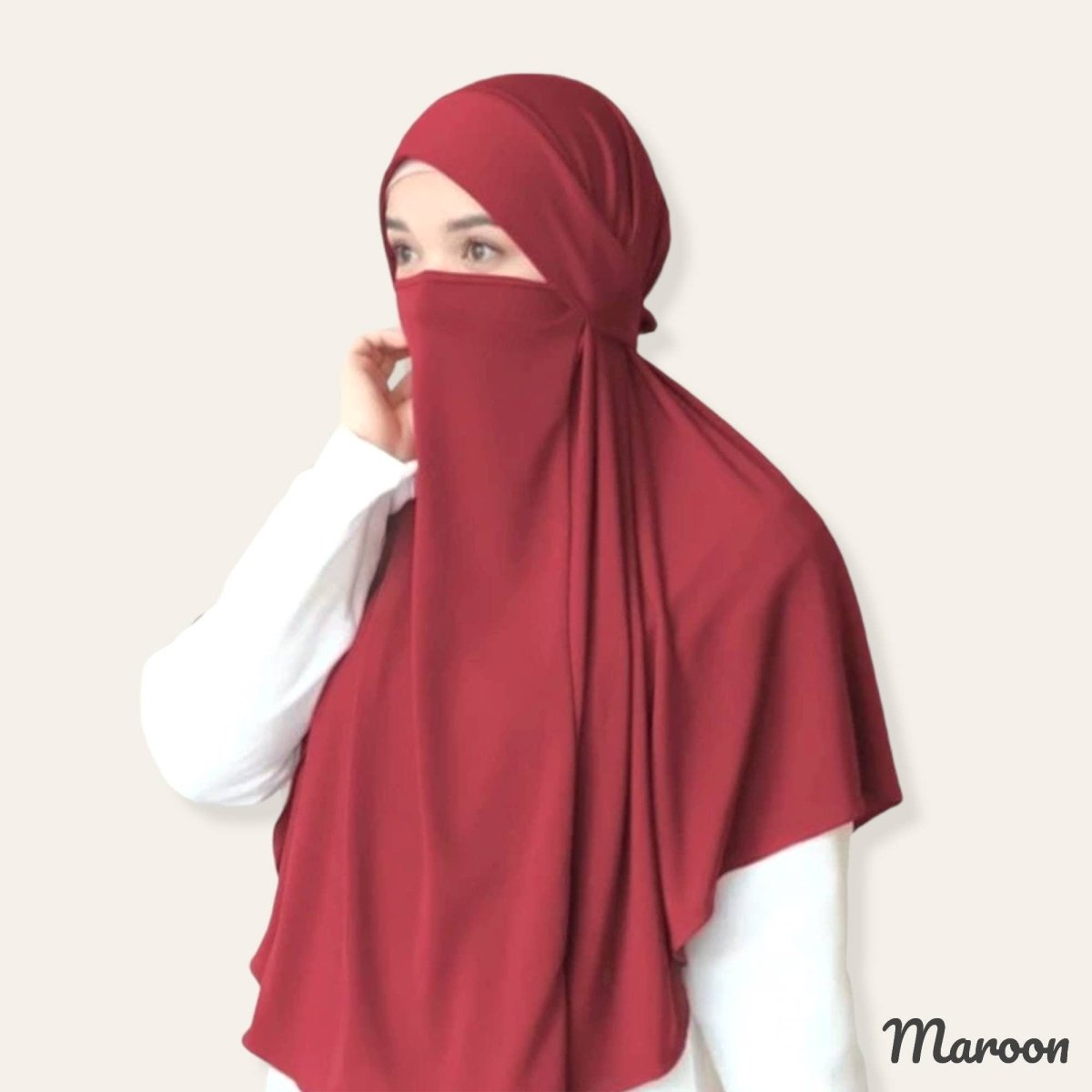 red maroon jersey hijab for women