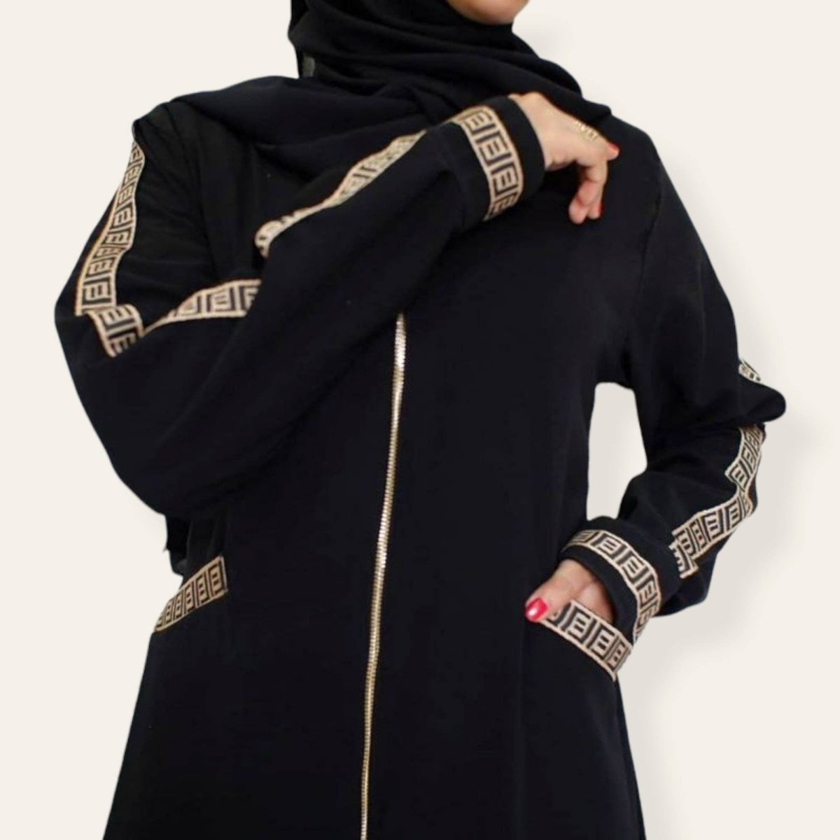Embroidered Black Dubai Abaya Dress for Women