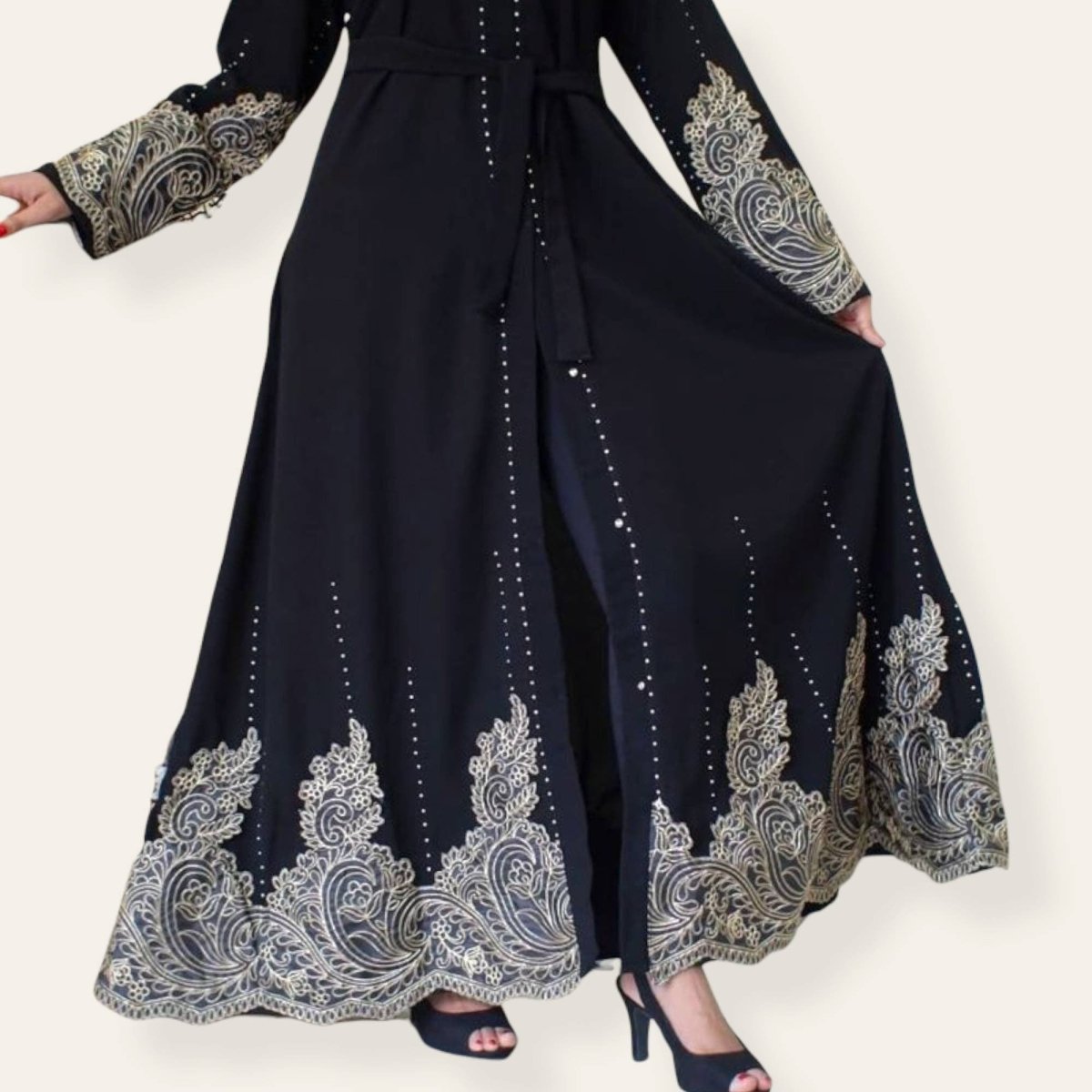 Islamic Embroidered Black Abaya Dress for Hajj and Umrah
