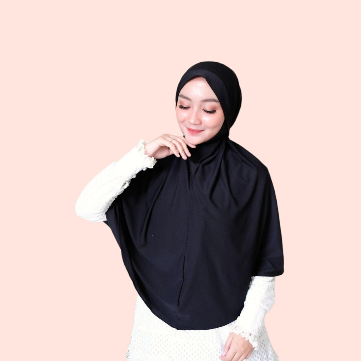 Black Jersey Instant Hijab Khimar for Women Muslim