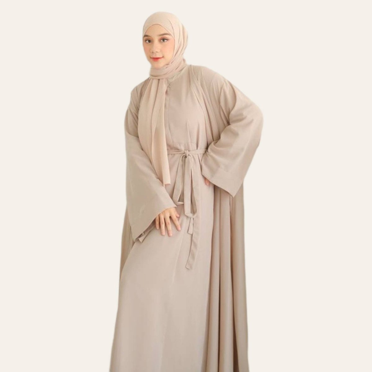 Dubai Abaya Outer with Cardigan and Belt