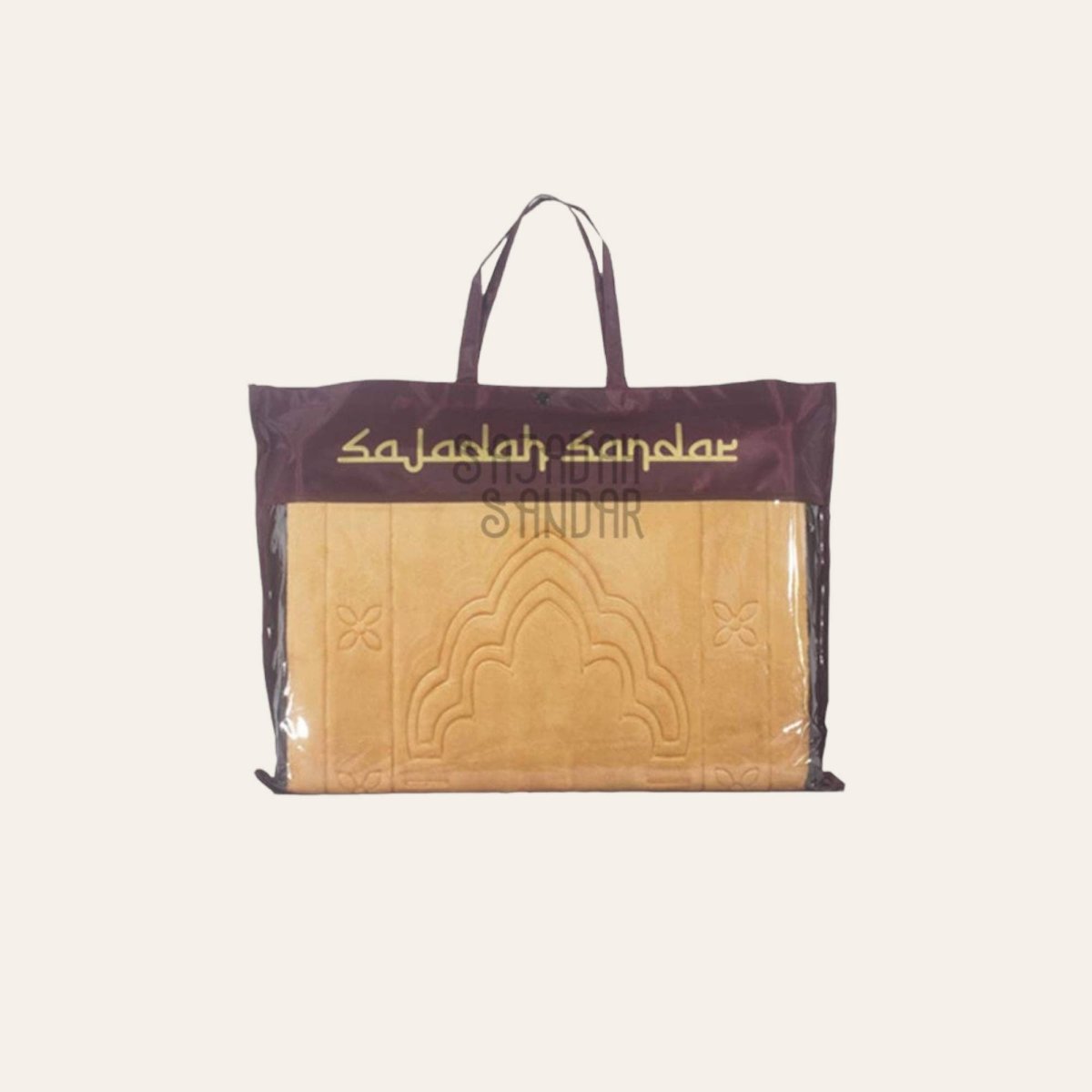 Yellow Luxury Velvet Prayer Mat for Back Rest