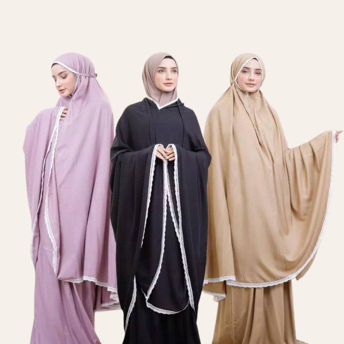 Black Abaya Set Salah Prayer Dress for Women Muslim
