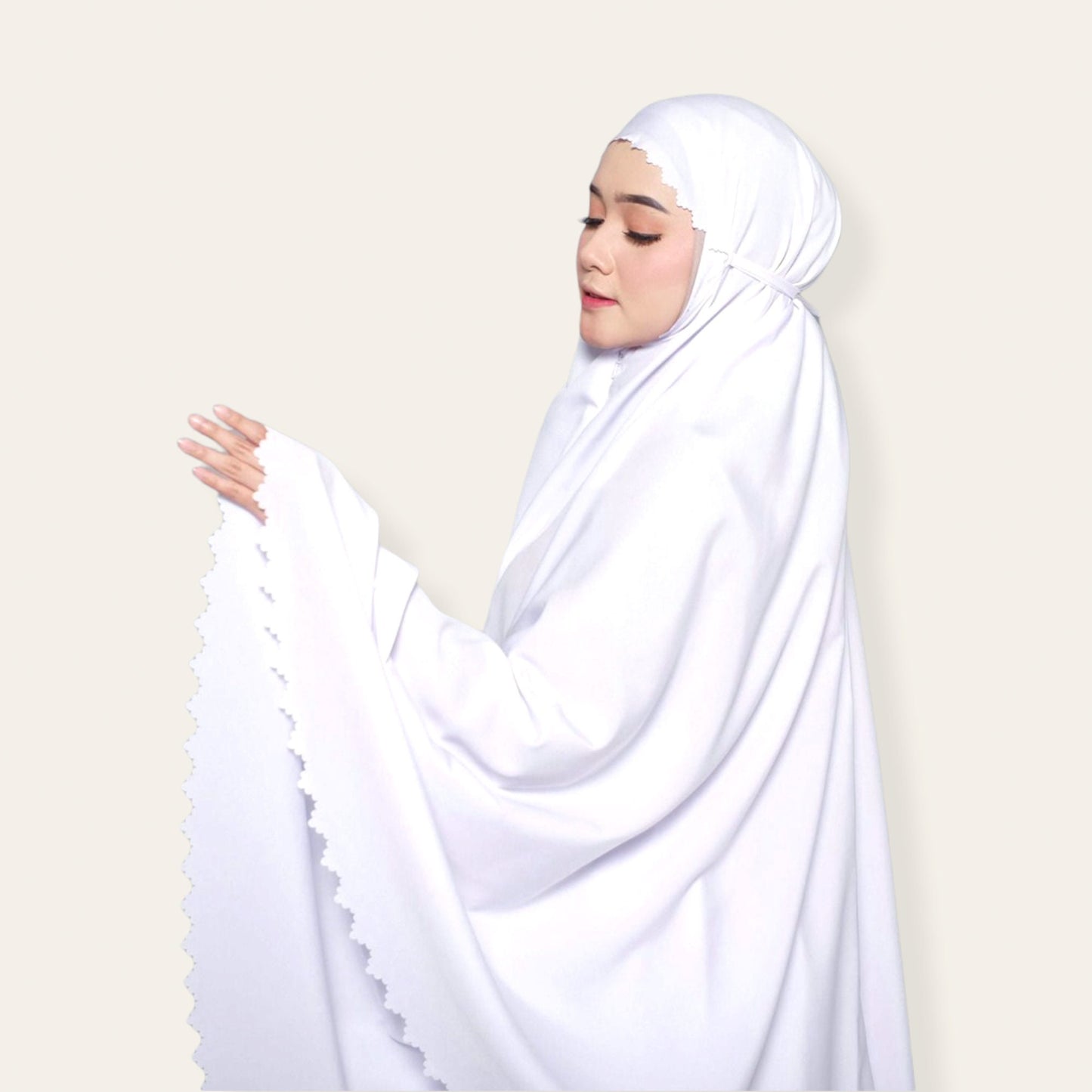 white Modest Salah Prayer Robe Silk Abaya for Women Muslim