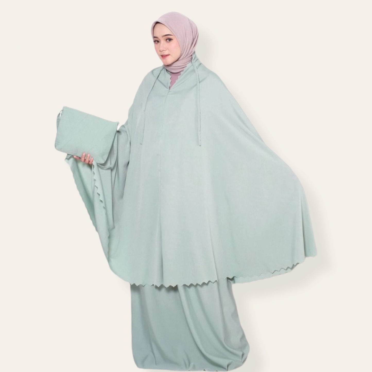 green Modest Salah Prayer Robe Silk Abaya for Women Muslim