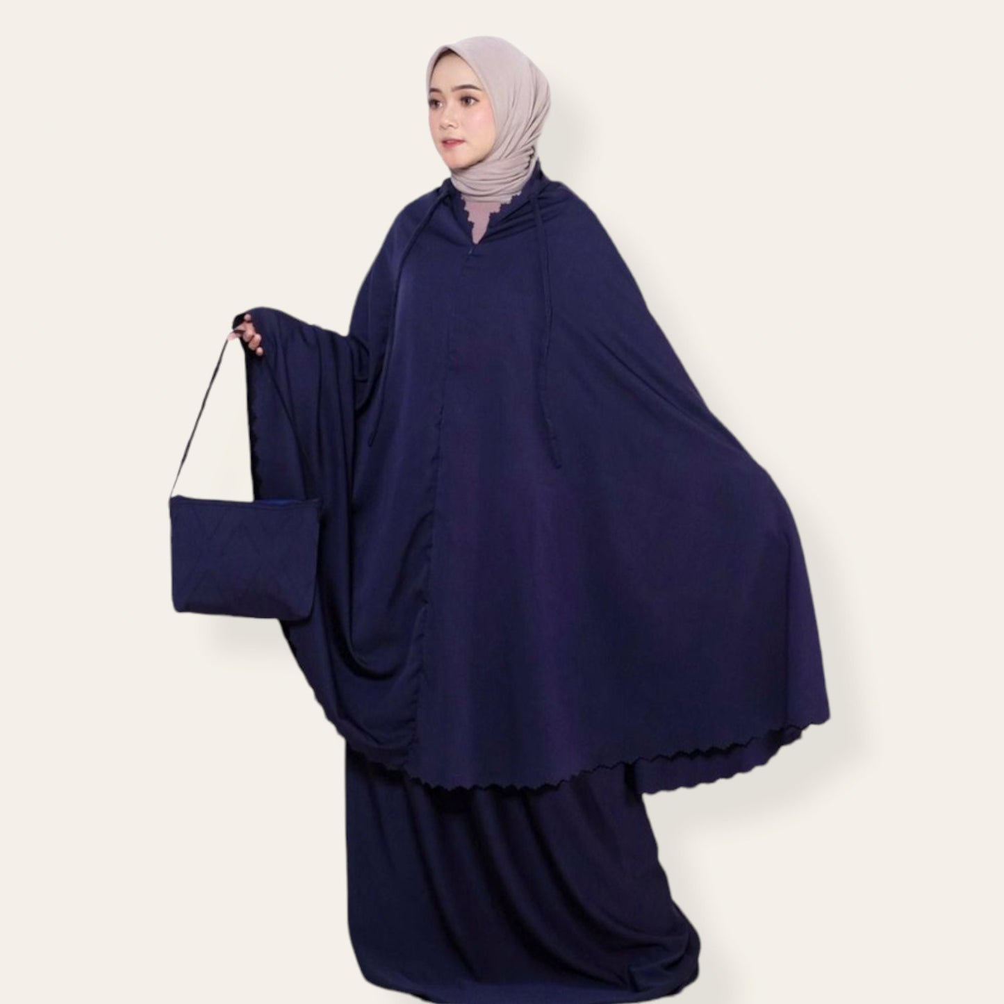blue Modest Salah Prayer Robe Silk Abaya for Women Muslim