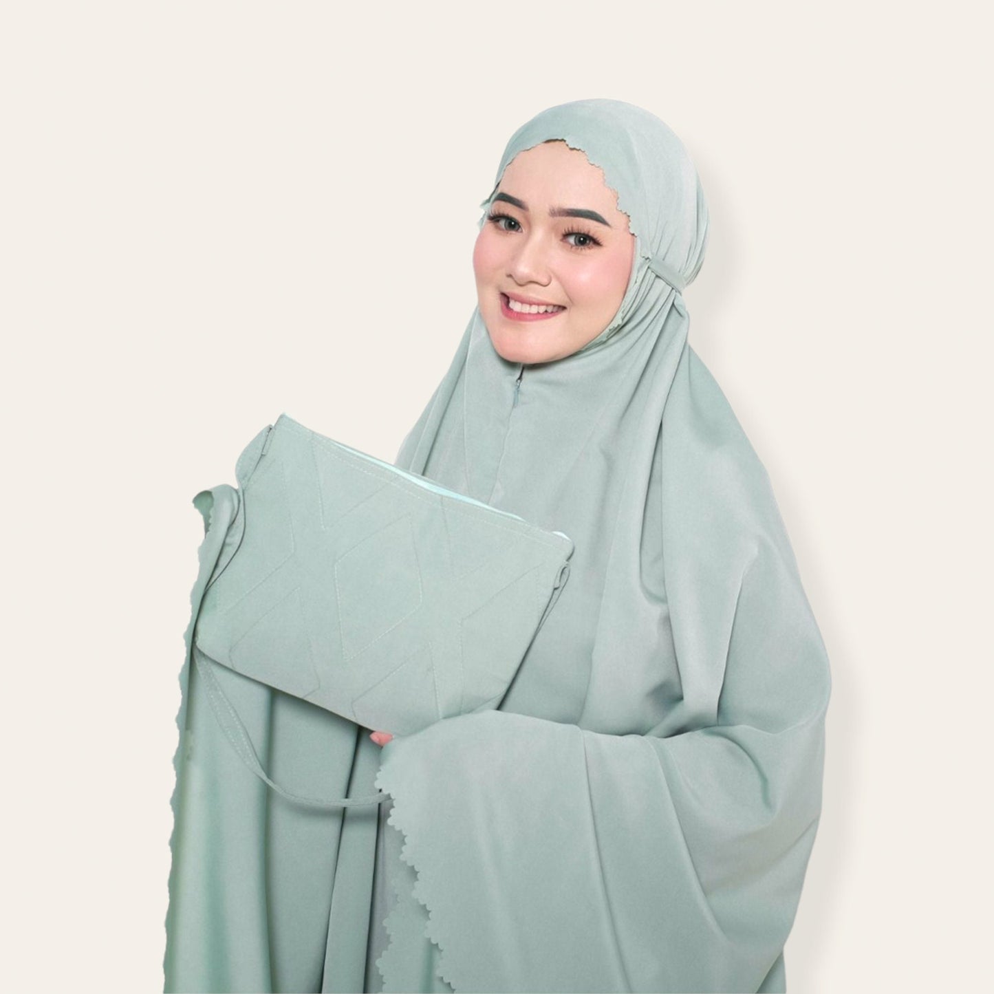 green Modest Salah Prayer Robe Silk Abaya for Women Muslim