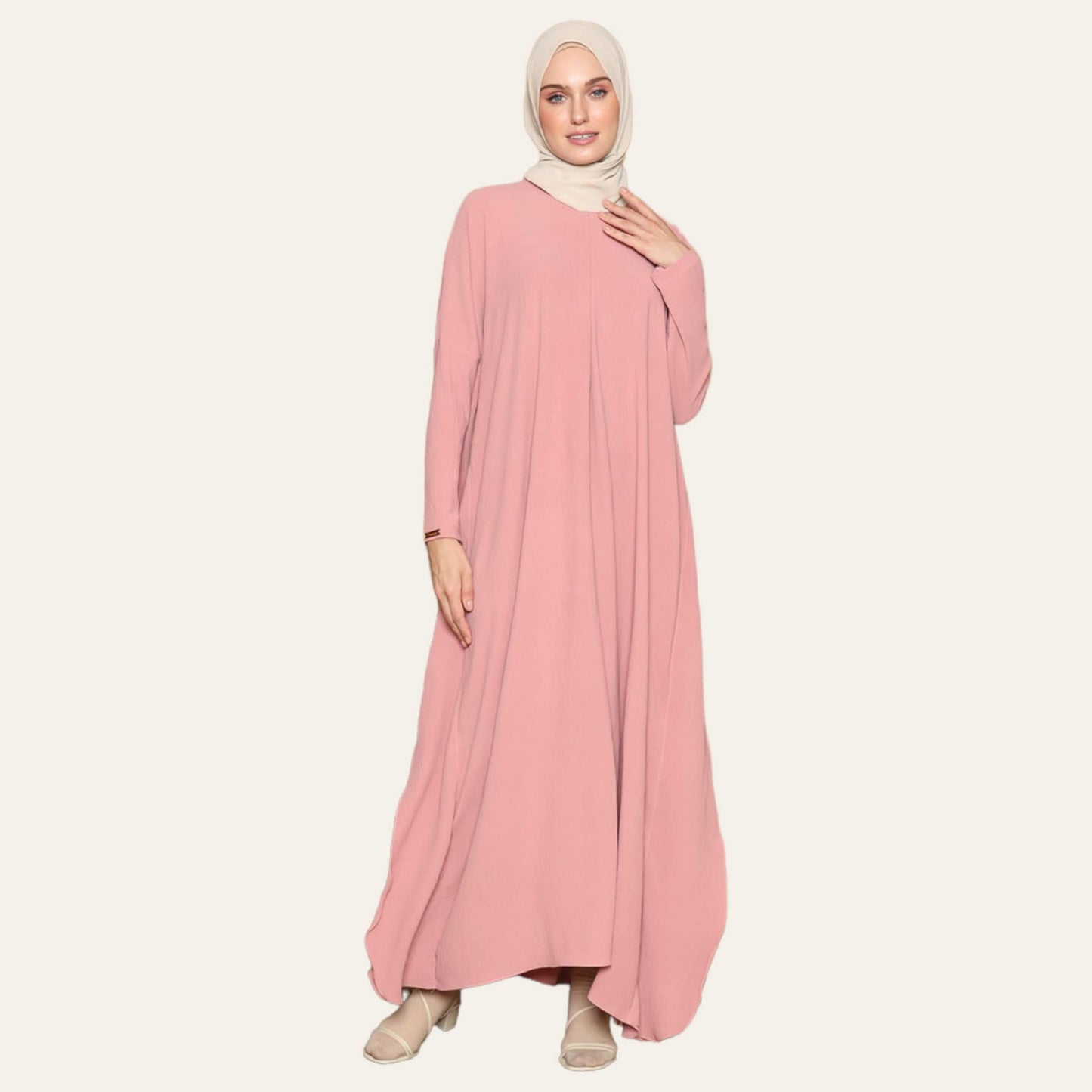 Pink Plain Abaya Eid Dress for Women | Zhaviah