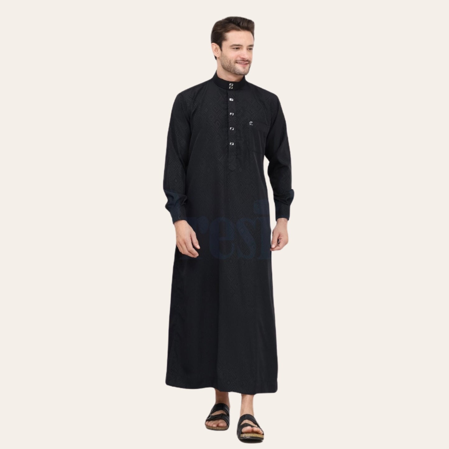 Black Palestinian Thobe Modest Mens Wear | Zhaviah