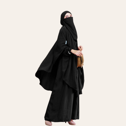 Black Two-piece Overall Niqab Hijab Dress for Women Muslim  Zhaviah