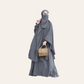 Gray Two-piece Overall Niqab Hijab Dress for Women Muslim  Zhaviah